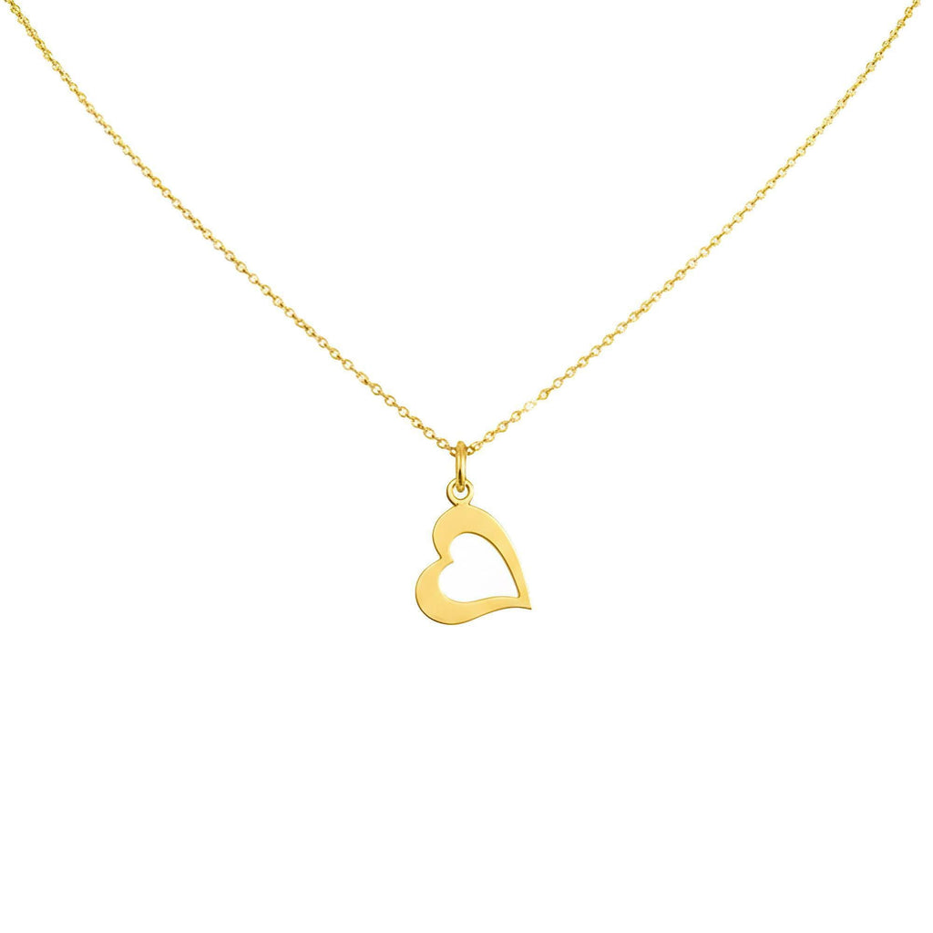 Heart Necklace | Romantic Love Charm, in Yellow Gold Plated finish