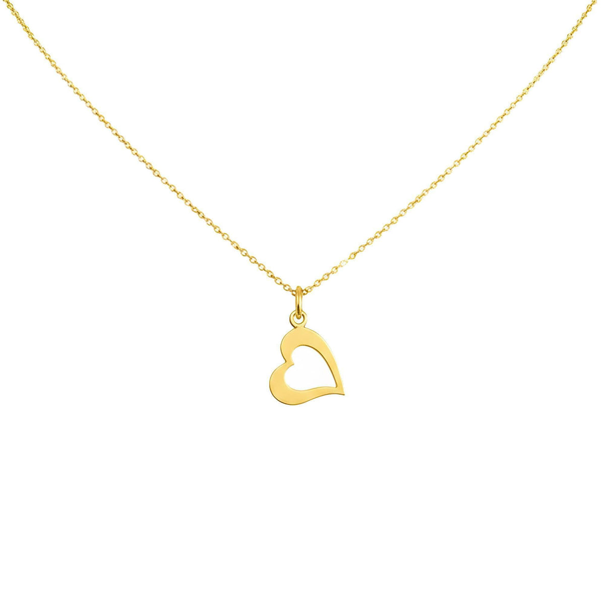 Heart Necklace | Romantic Love Charm, in Yellow Gold Plated finish