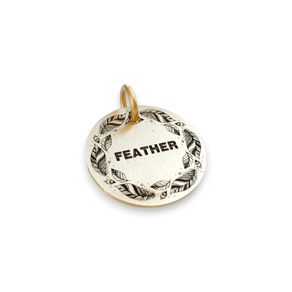 The Bohemian Feather Token | Artisan Spirit Pet ID & Custom Engraved Dog Tag, alternate angle