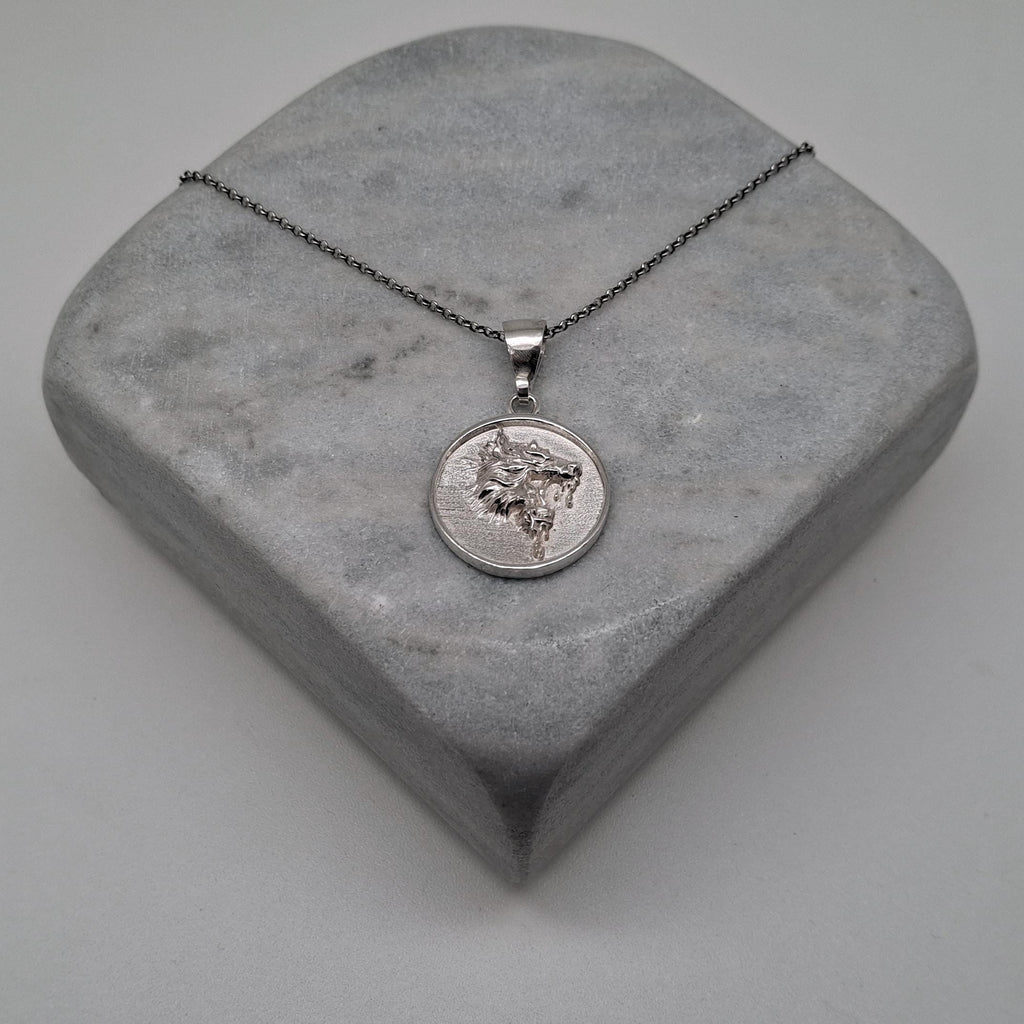 Wolf Medallion Necklace | Wild Spirit Talisman, alternate angle