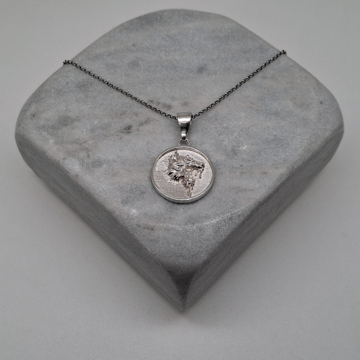 Wolf Medallion Necklace | Wild Spirit Talisman, alternate angle