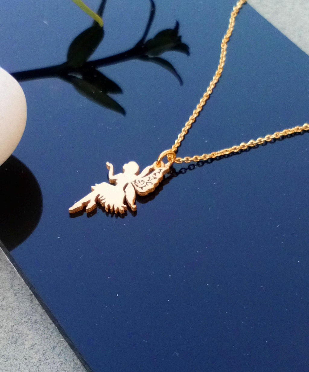 Fairy Necklace | Dainty 14K Solid Gold Charm | Children's Heirloom Keepsake, additional detail