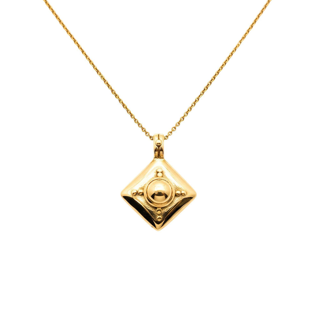 Armor Shield Necklace | Geometric Protection Pendant, close-up detail