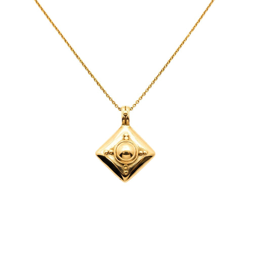 Armor Shield Necklace | Geometric Protection Pendant, close-up detail