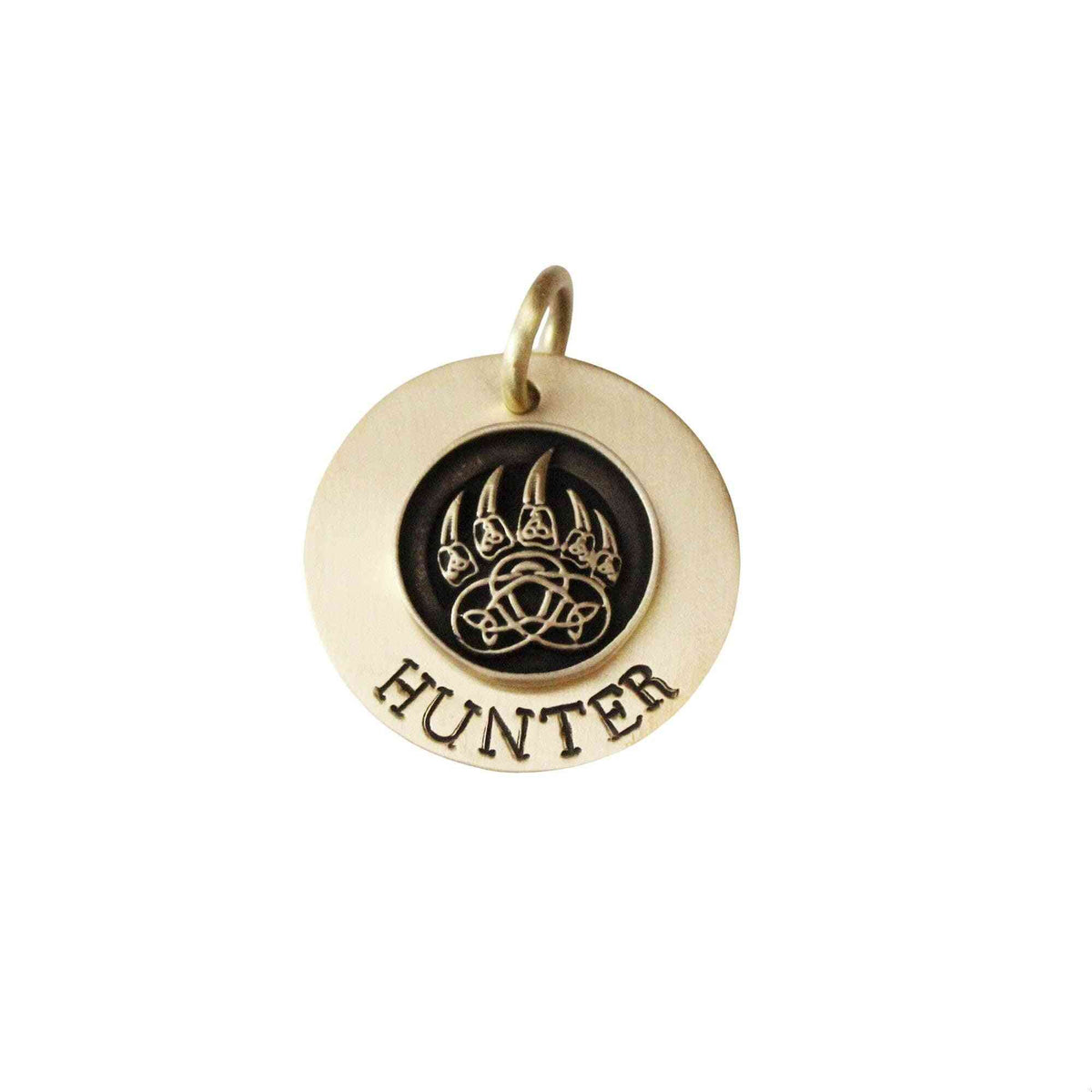 The Alpha Token | Artisan Wolf Paw Pet ID & Custom Engraved Dog Tag, front view