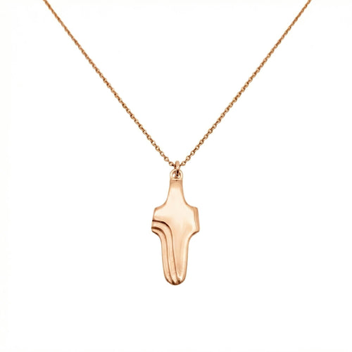 Abstract Cross Pendant in rose gold plated finish, geometric cross necklace