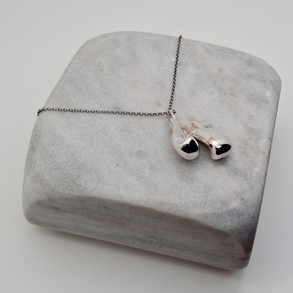 Boxing Gloves Pendant | Fighter Resilience Talisman, front view