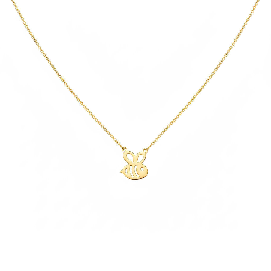 Queen Bee Necklace, Sterling Silver Gold Plated Charm (Dainty, Minimalist), in Yellow Gold Plated finish