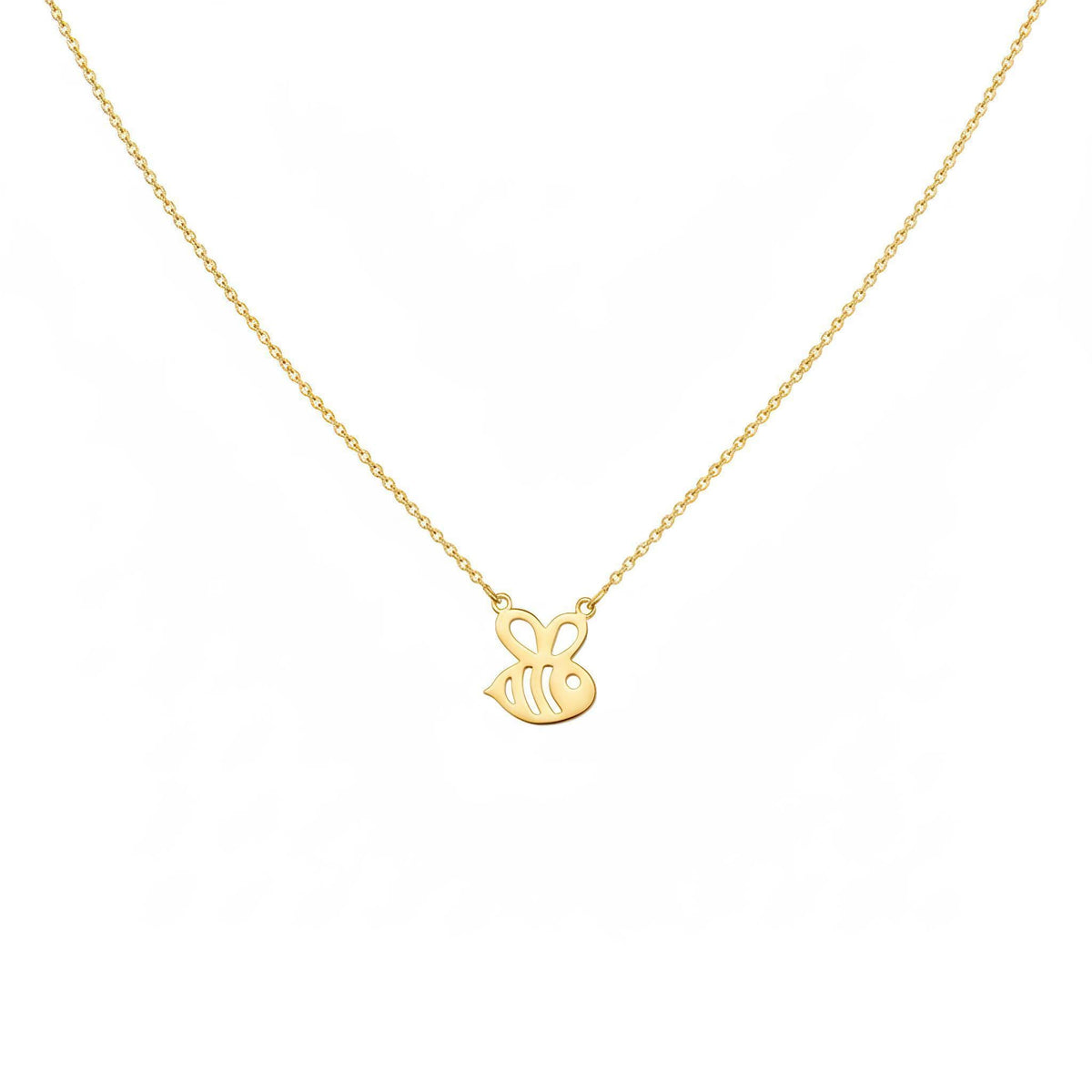 Queen Bee Necklace, Sterling Silver Gold Plated Charm (Dainty, Minimalist), in Yellow Gold Plated finish