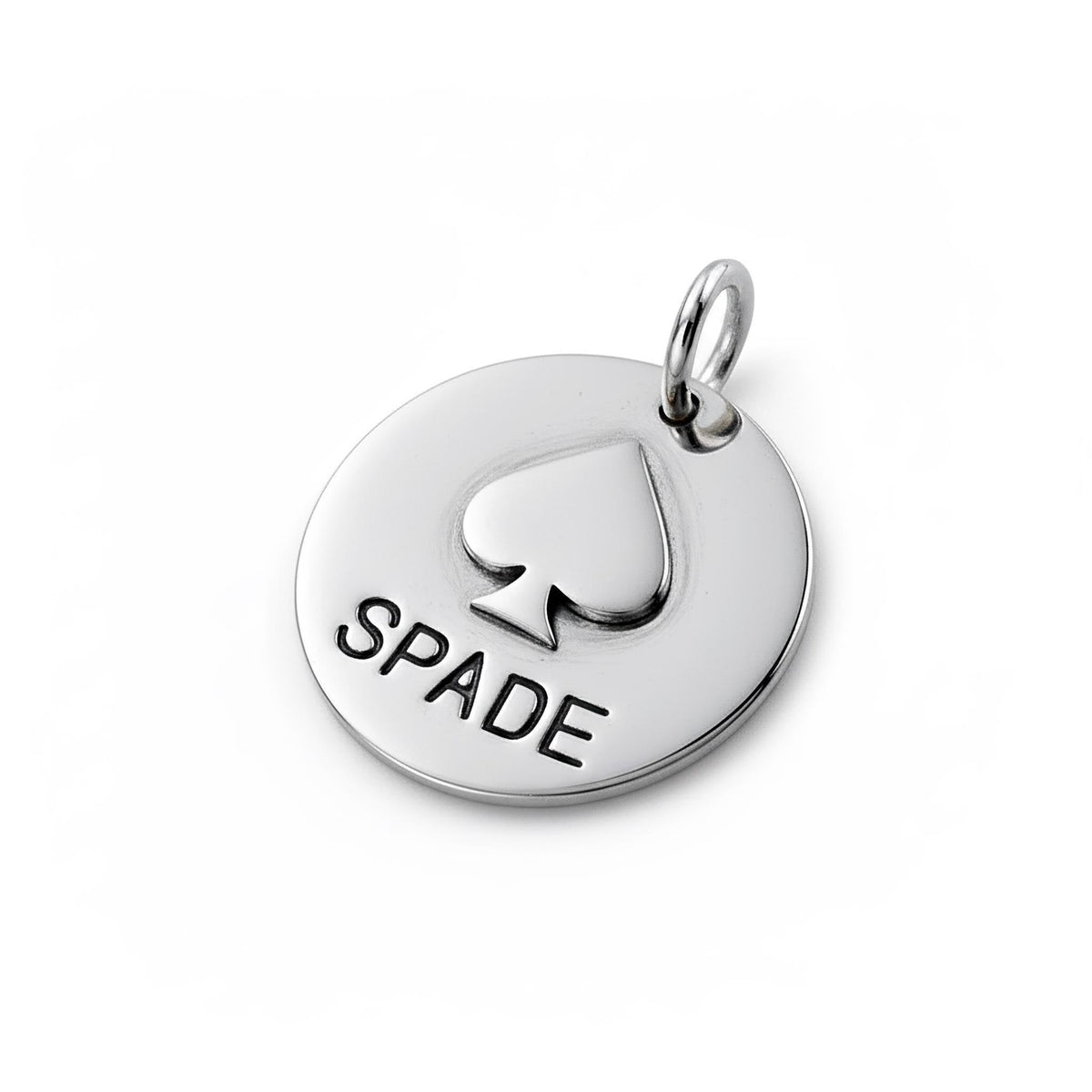 Personalized Spade Dog Tag | Custom Engraved Pet ID Collar Charm, front view