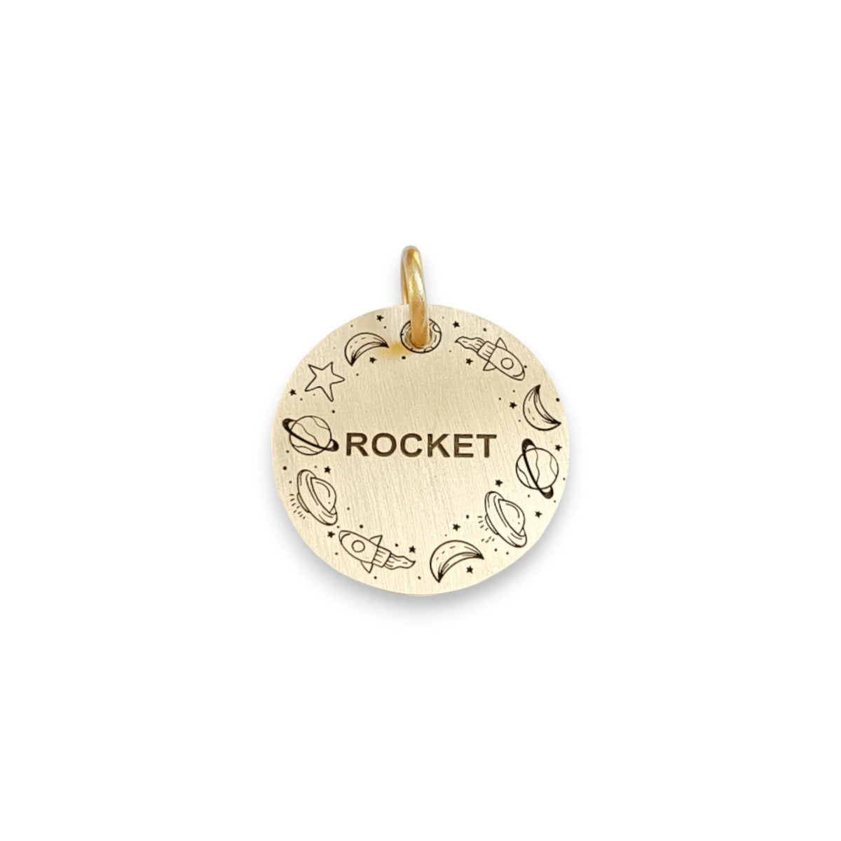The Voyager Token | Artisan Rocket Pet ID & Custom Engraved Dog Tag, styled view