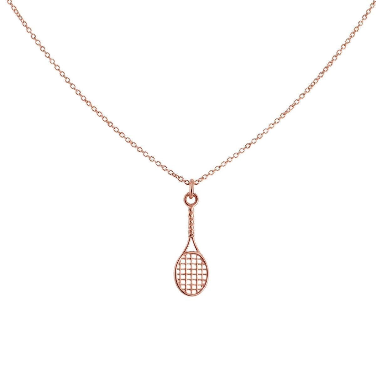 Tennis Racket Necklace | Sports Passion Talisman, in Rose Gold Plated finish