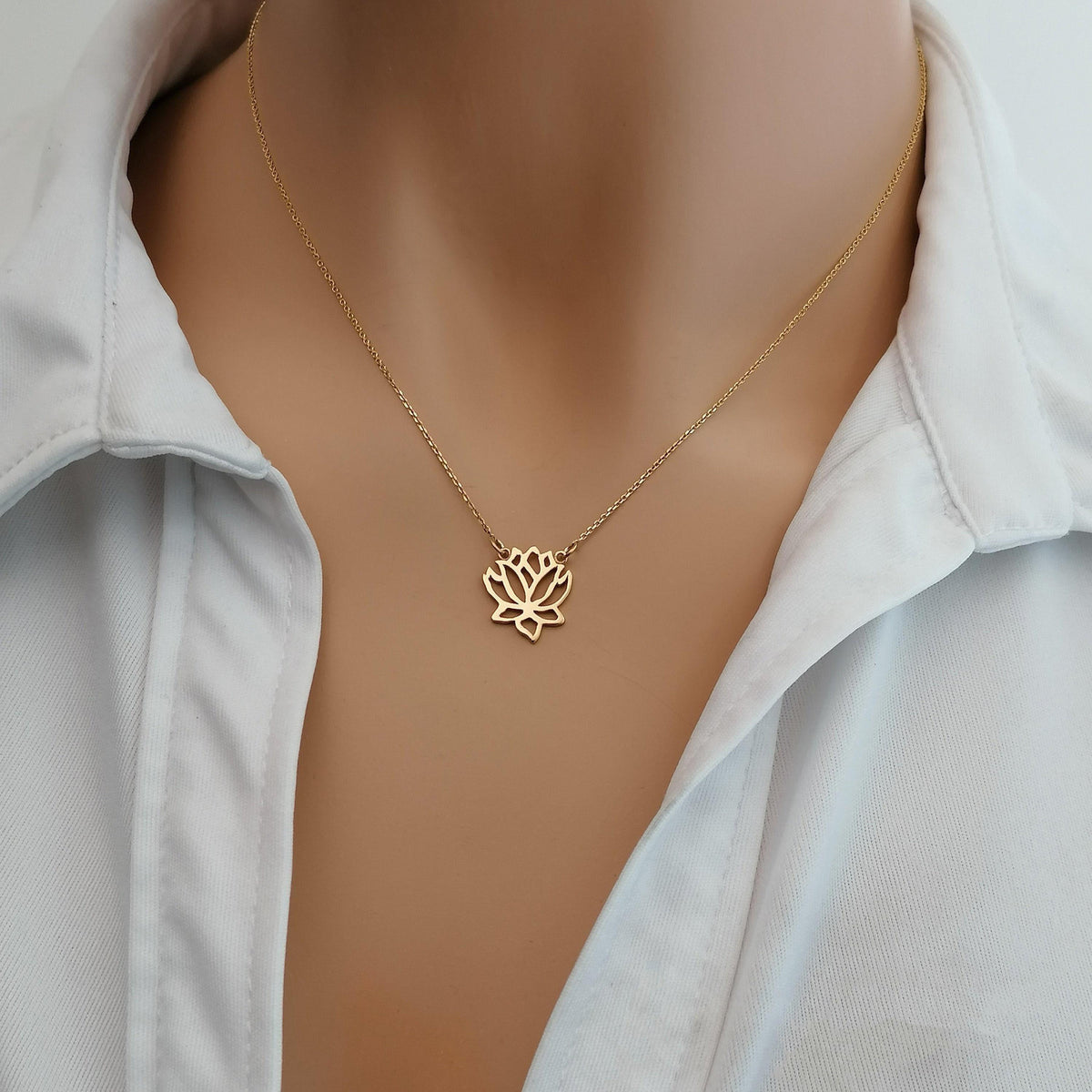 Lotus Necklace | Symbol of Purity & Resilience, front view