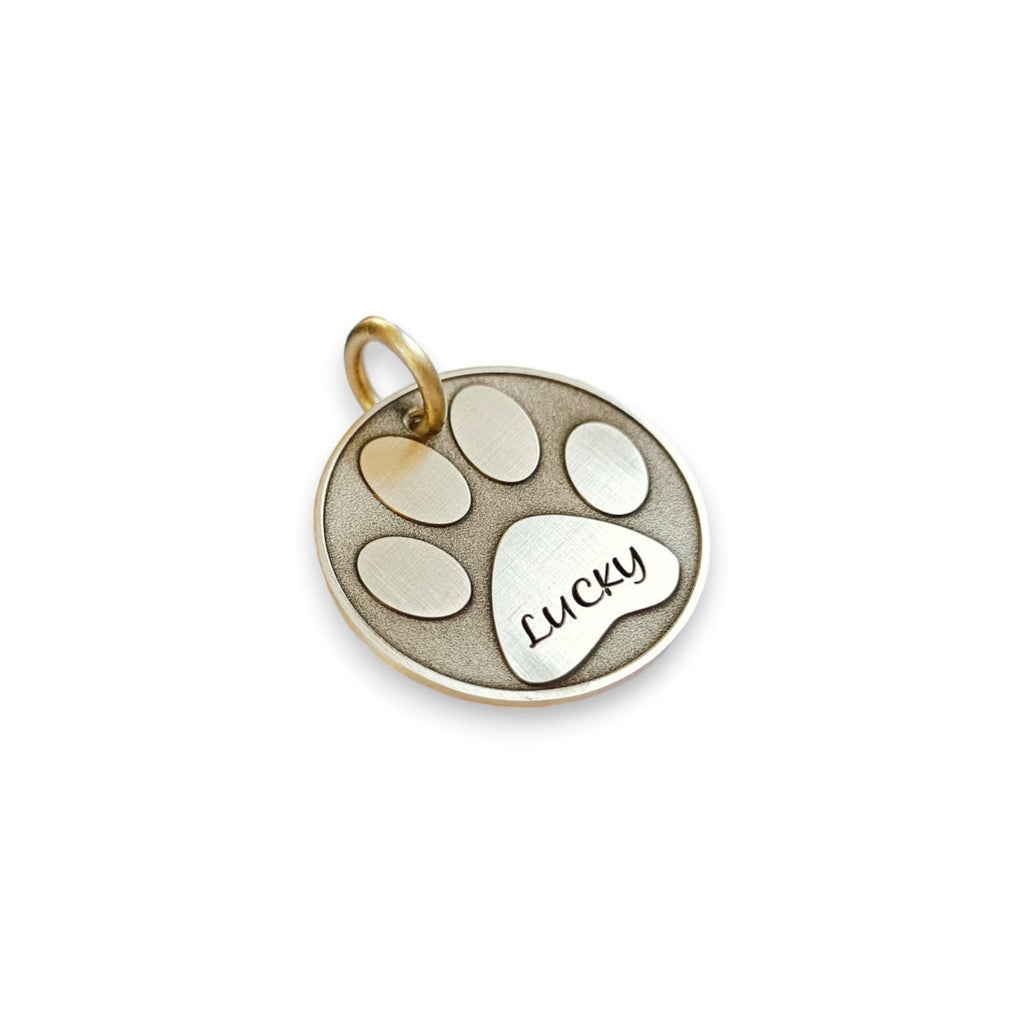 The Imprint Token | Artisan Paw Print Pet ID & Custom Engraved Dog Tag, front view
