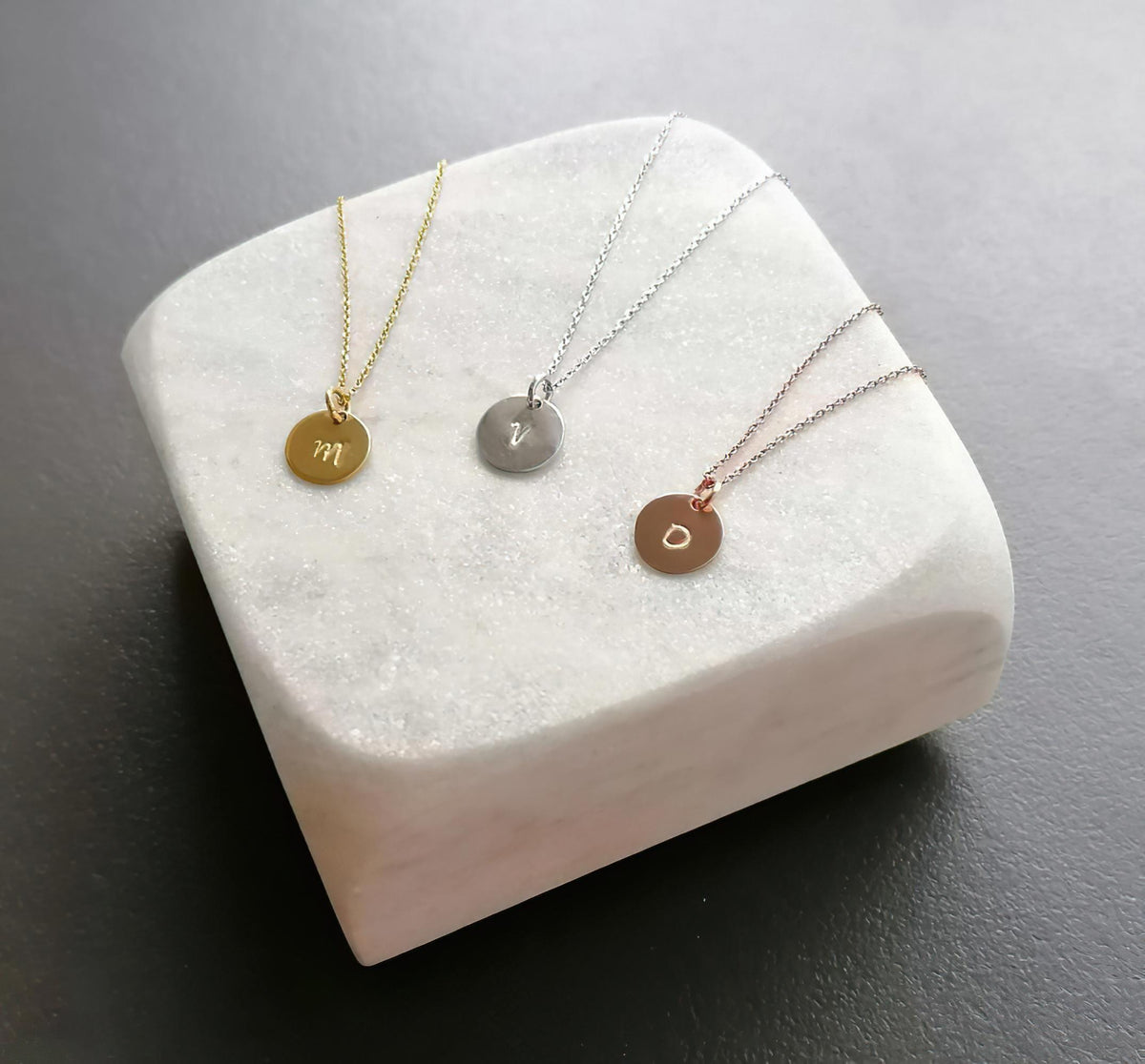 Initial Disc Necklace | Custom Engraved Monogram Pendant, additional detail