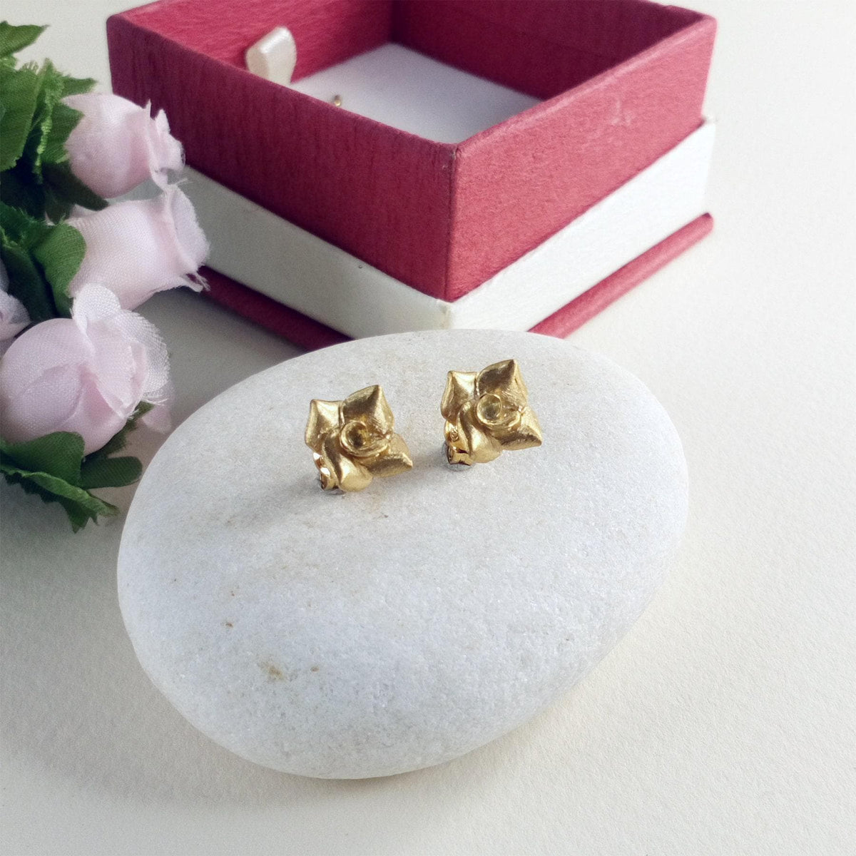 Rose Stud Earrings | Floral Jewelry, styled view