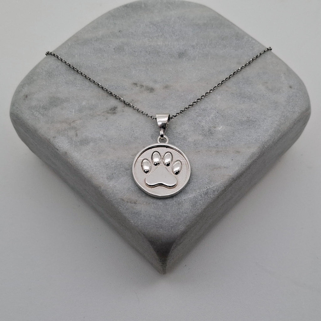 Paw Print Pendant | Pet Memorial Charm, front view