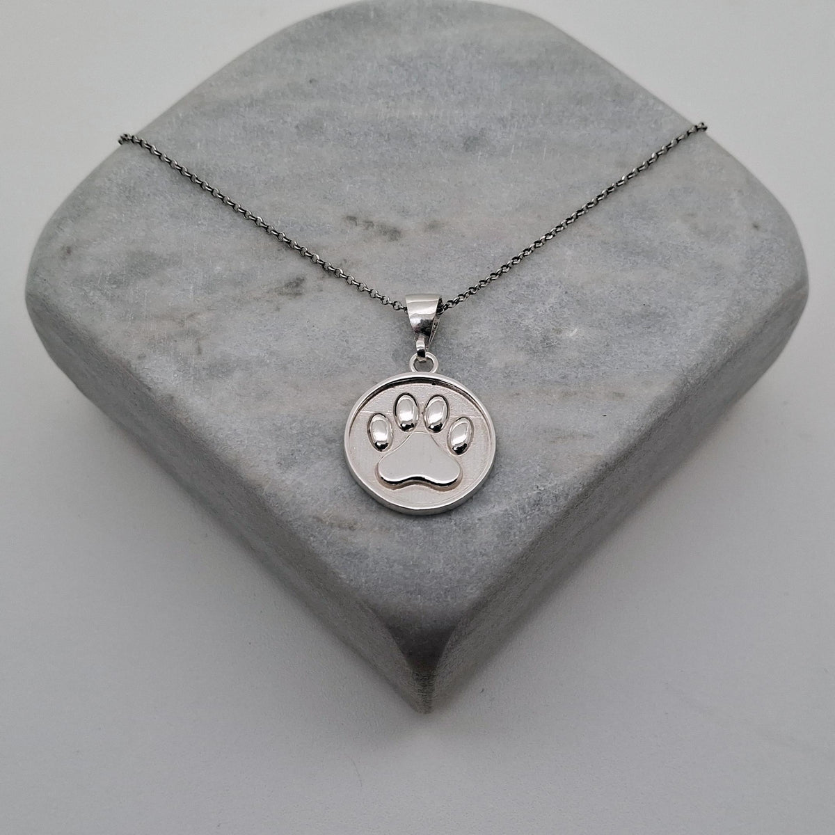 Paw Print Pendant | Pet Memorial Charm, front view