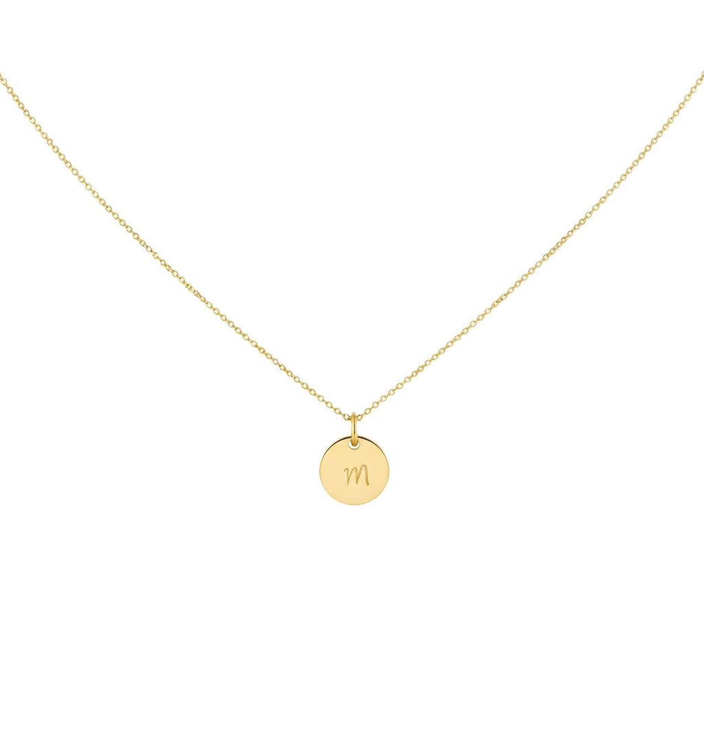 Initial Disc Necklace | Custom Engraved Monogram Pendant, in Yellow Gold Plated finish