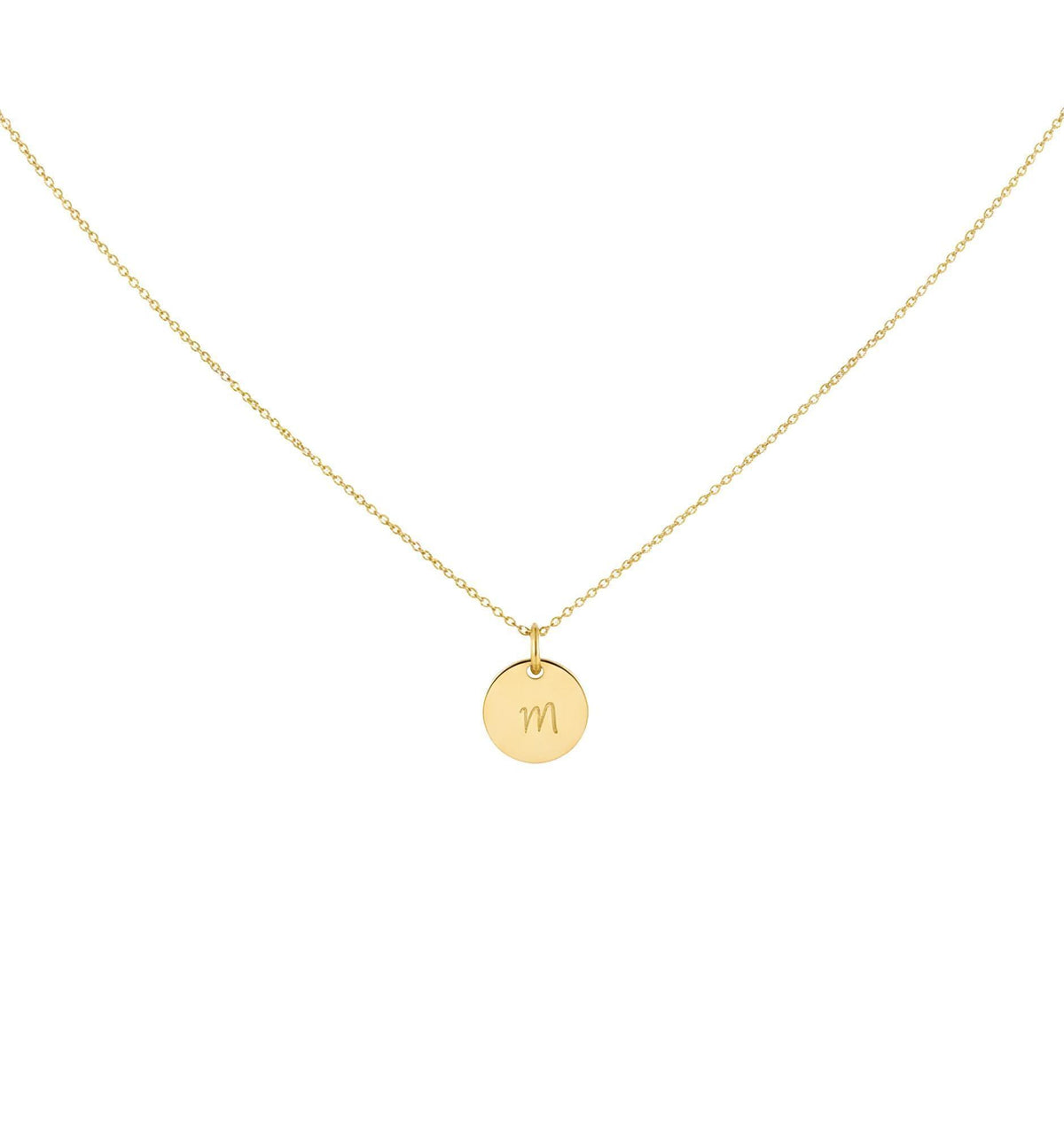 Initial Disc Necklace | Custom Engraved Monogram Pendant, in Yellow Gold Plated finish