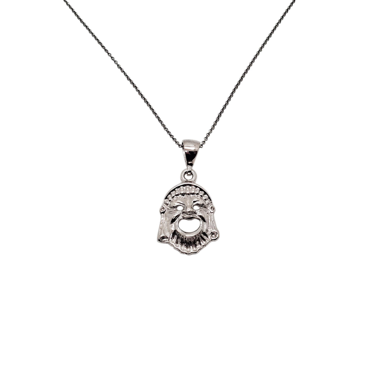 Comedy Mask Necklace | Theater Thalia Muse Talisman, front view