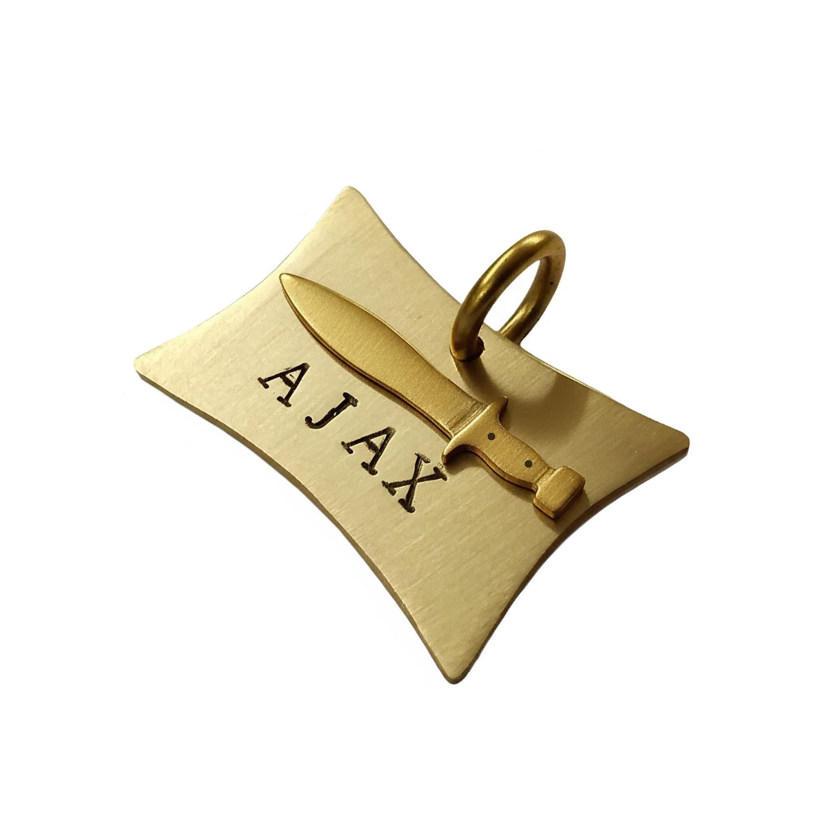 The Noble Blade Token | Artisan Sword Pet ID & Custom Warrior Dog Tag, in Brass finish