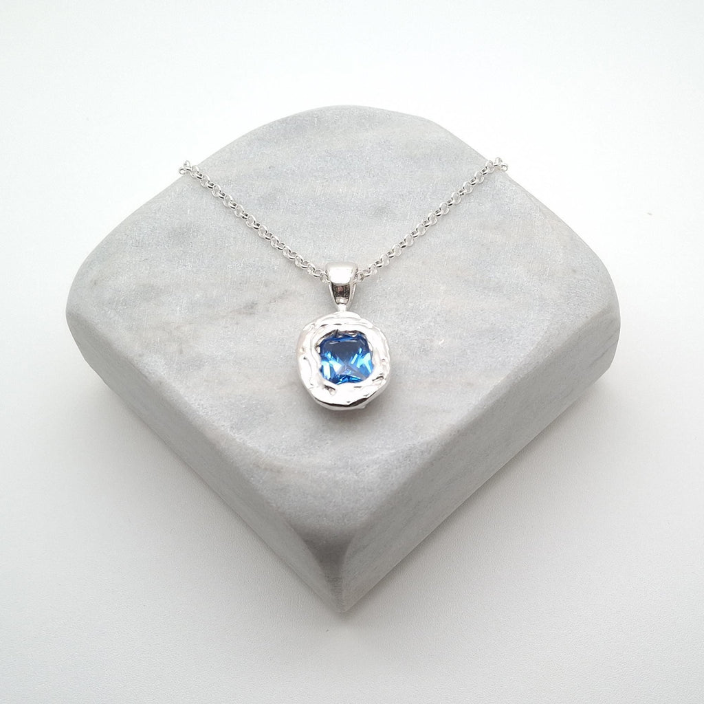 Ocean Wave Medallion | Deep Blue CZ Talisman