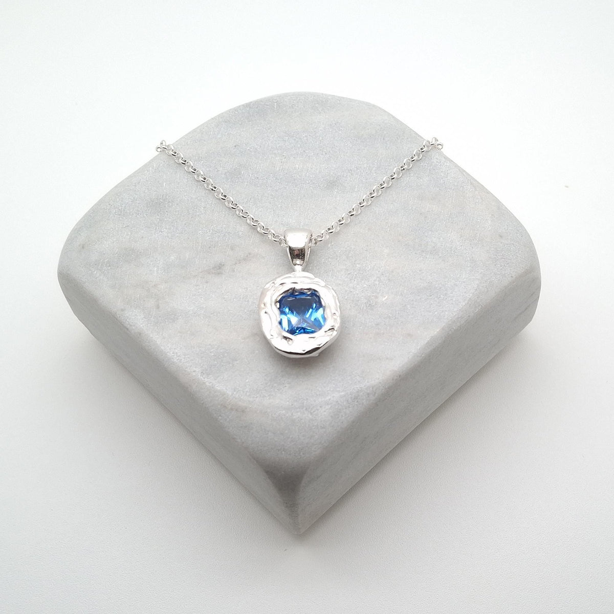 Ocean Wave Medallion | Deep Blue CZ Talisman