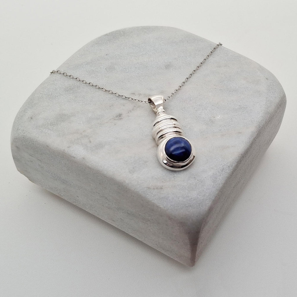Aquarius Necklace | Lapis Lazuli Zodiac Pendant, alternate angle