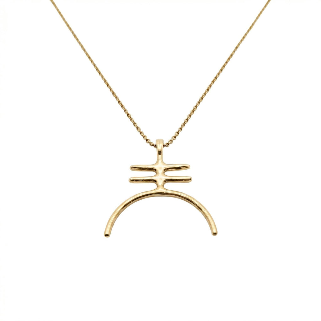 Amalgam Symbol Necklace | Gold Plated Fusion Pendant | Alchemical Unity Charm, alternate angle