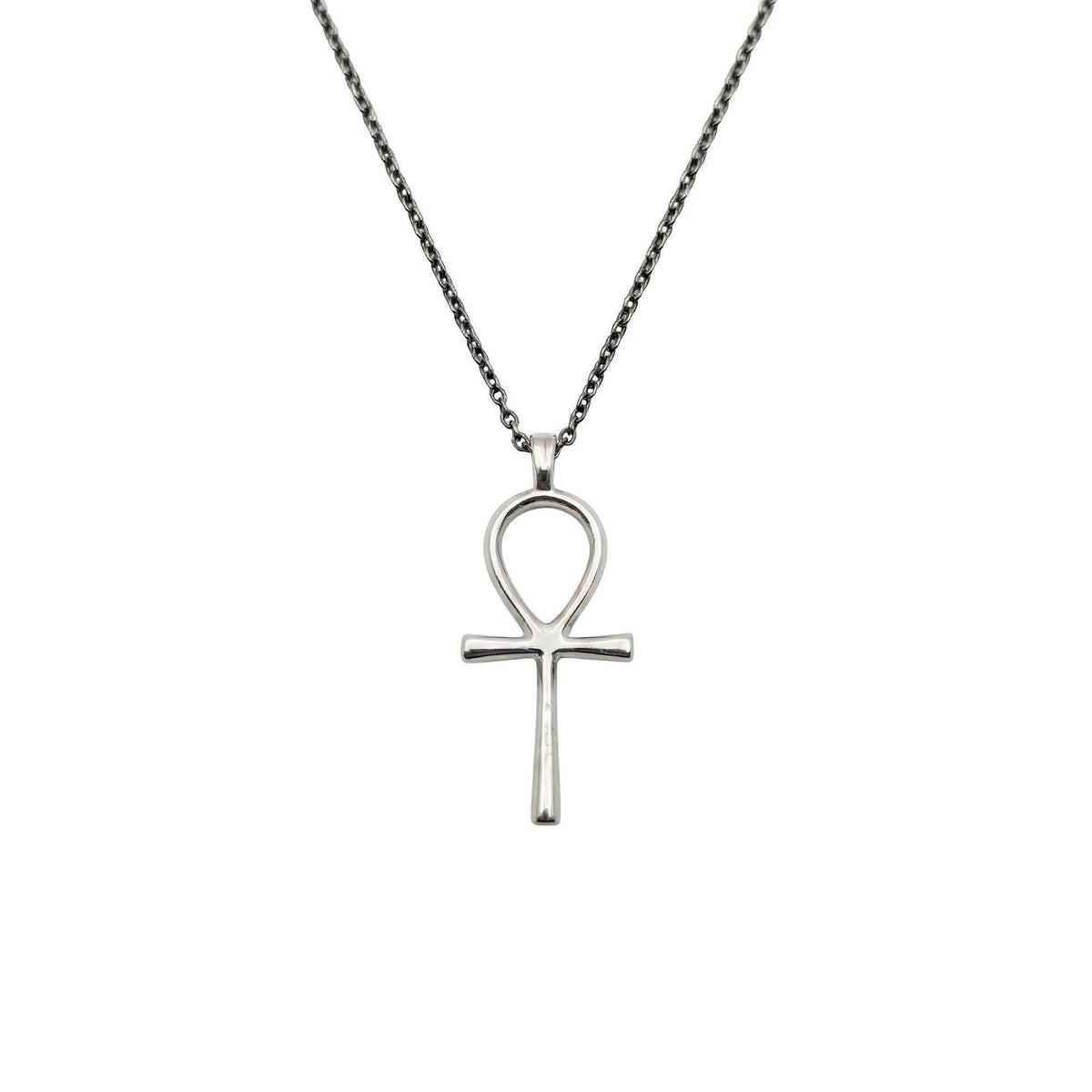 Gold Plated Ankh Necklace | Ancient Egyptian Key of Life, in White Gold Plated finish