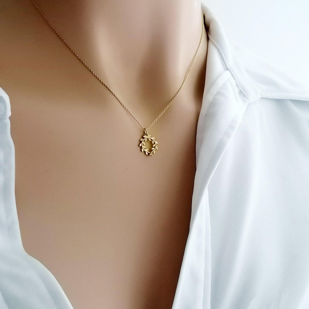 Olive Branch Necklace | Symbol of Peace & Growth, close-up detail