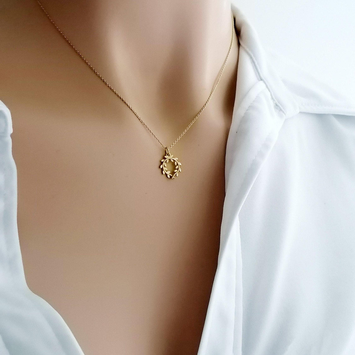 Olive Branch Necklace | Symbol of Peace & Growth, close-up detail