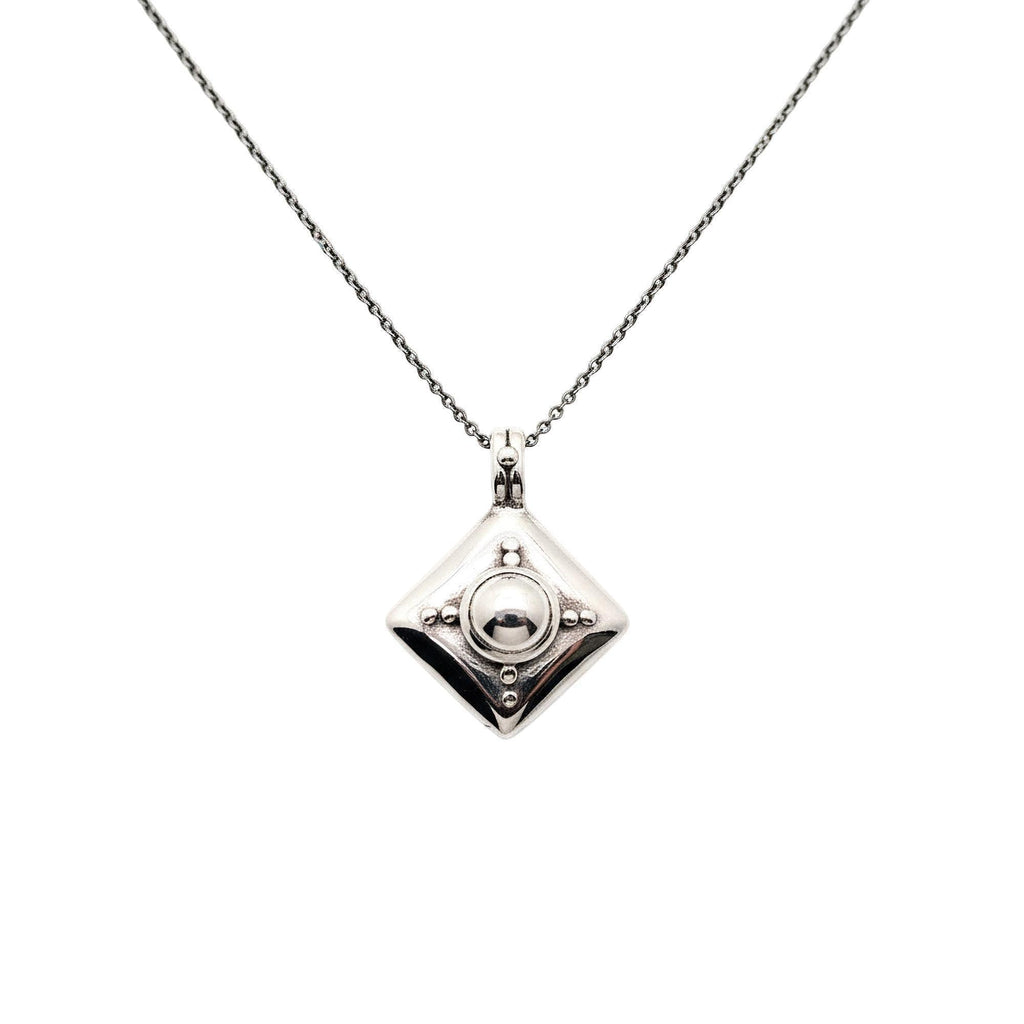 Armor Shield Necklace | Geometric Protection Pendant, front view