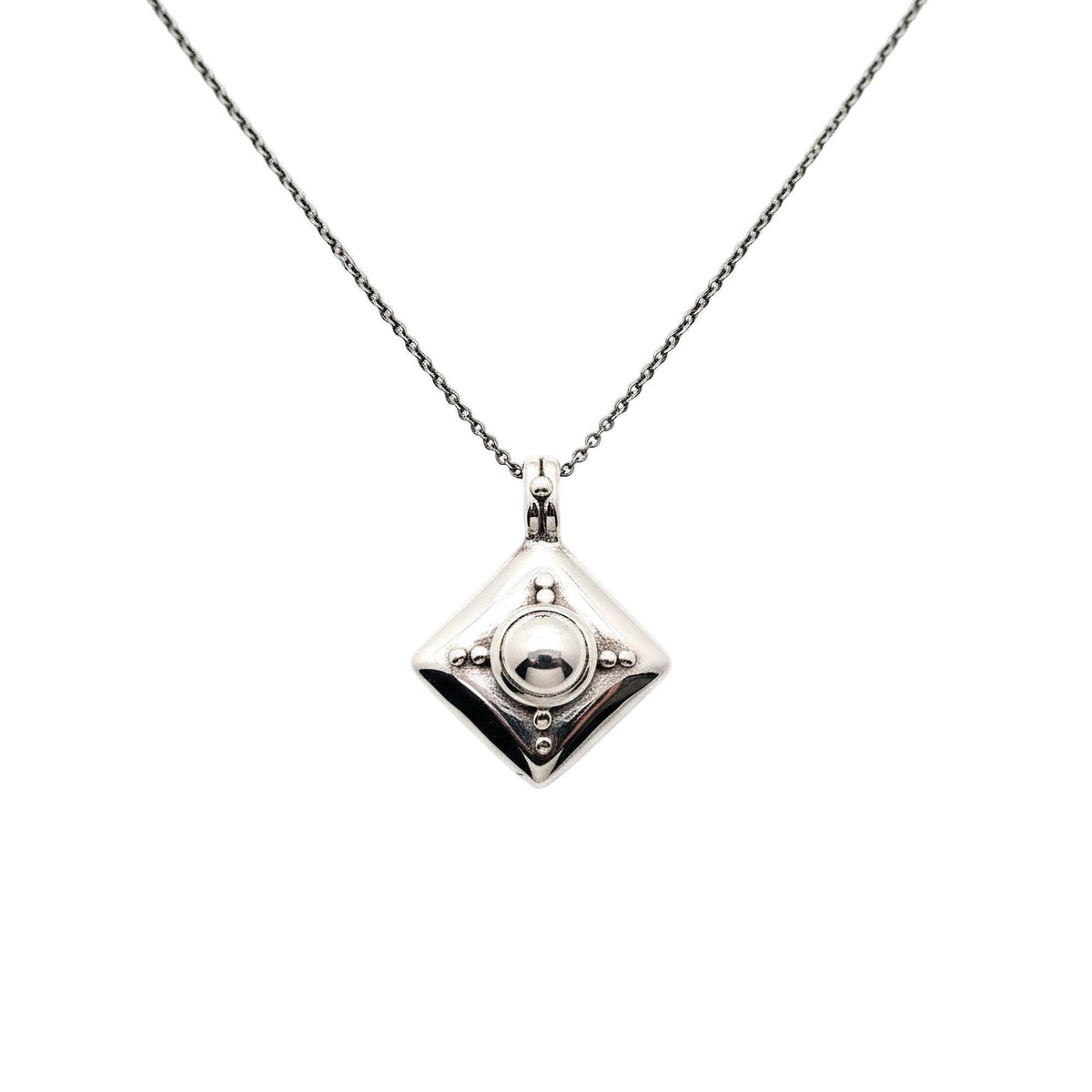 Armor Shield Necklace | Geometric Protection Pendant, front view