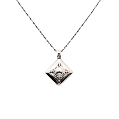 Armor Shield Necklace | Geometric Protection Pendant, front view