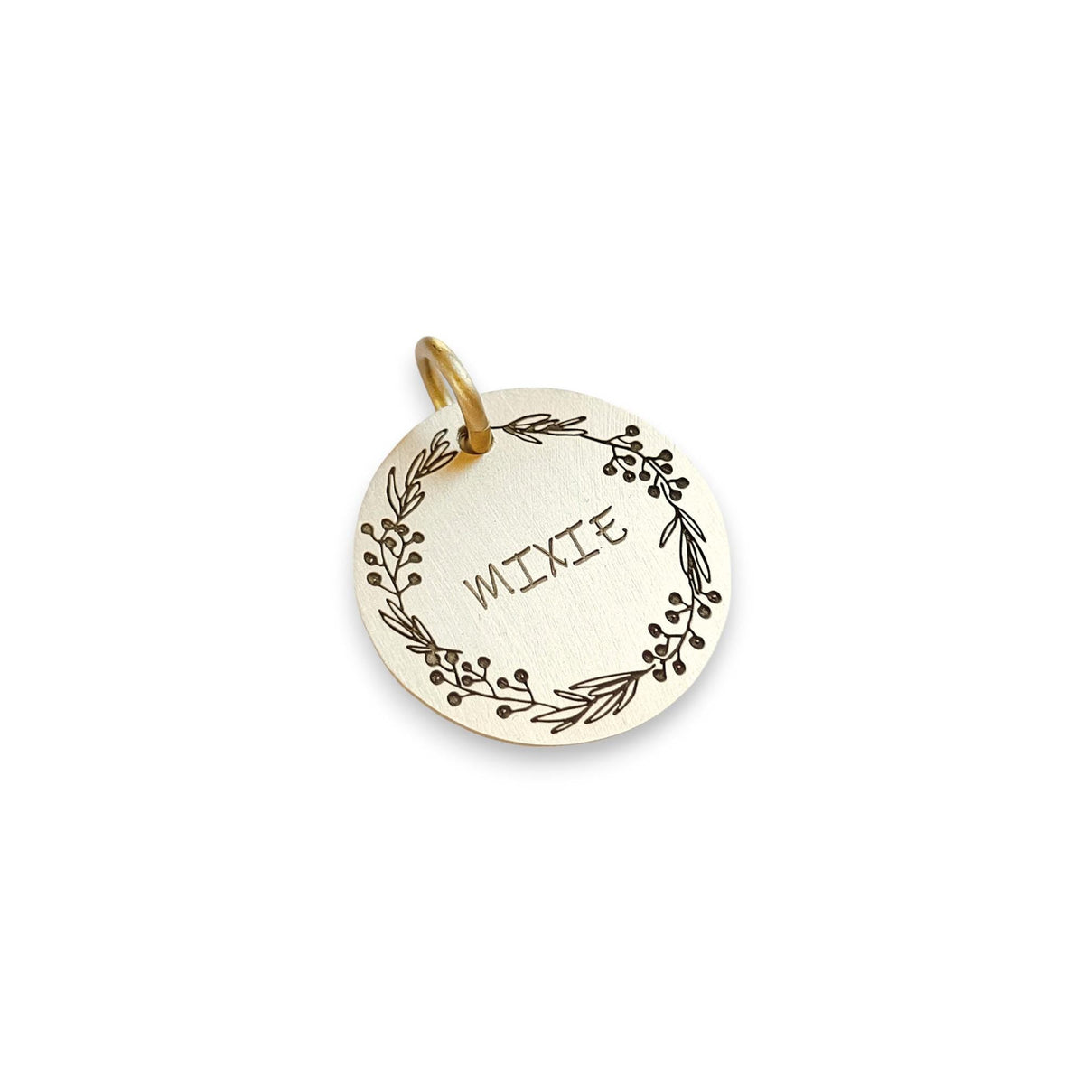 The Meadow Blossom Token | Artisan Floral Pet ID & Custom Engraved Dog Tag, alternate angle