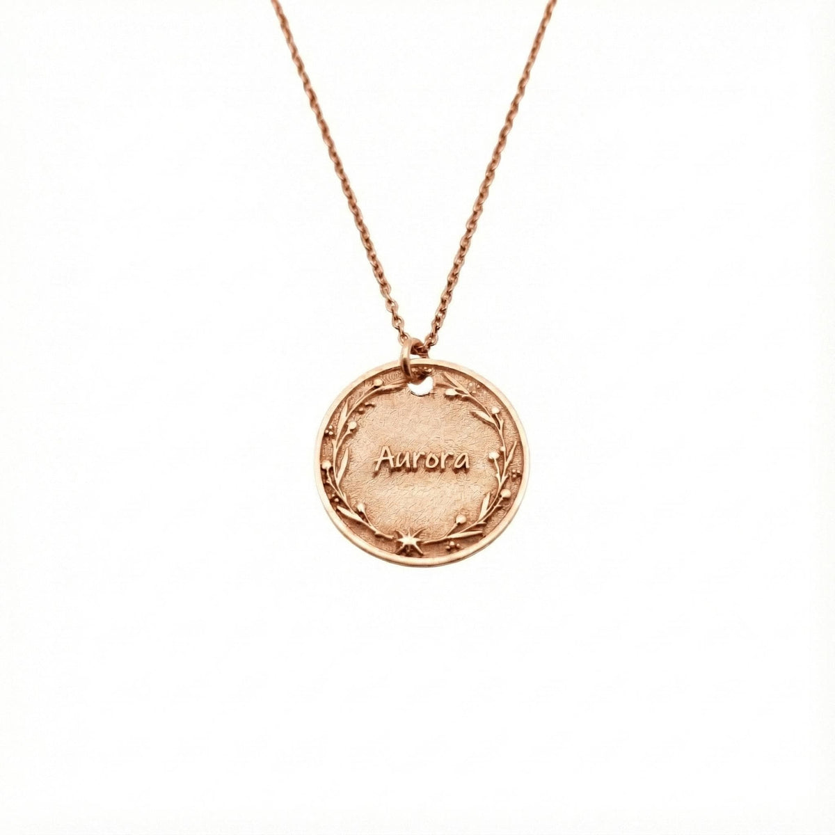 Custom Name Necklace | Star Wreath Talisman, in Rose Gold Plated finish