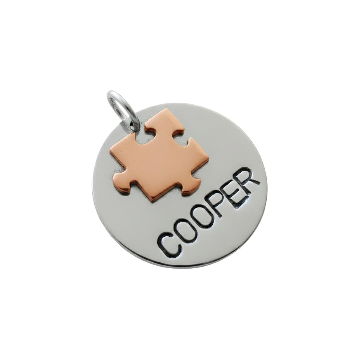The Final Piece Token | Artisan Puzzle Pet ID & Custom Dog Tag, styled view