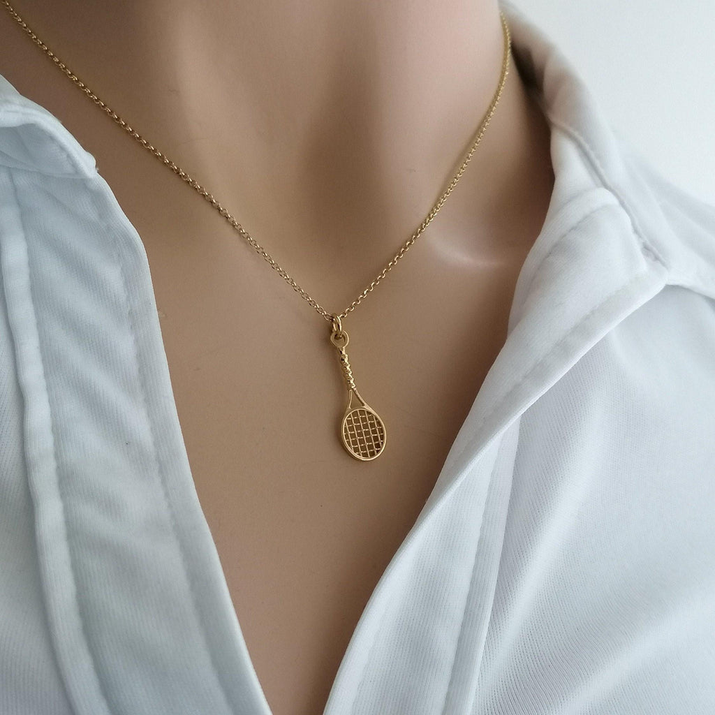 Tennis Racket Necklace | Sports Passion Talisman, alternate angle