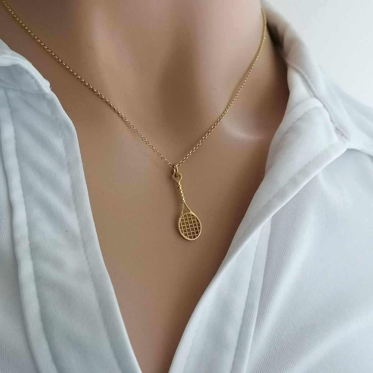 Tennis Racket Necklace | Sports Passion Talisman, alternate angle