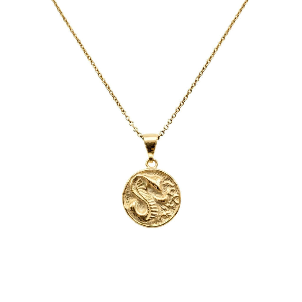 Cobra Medallion Necklace | Protective Talisman, in Yellow Gold Plated finish