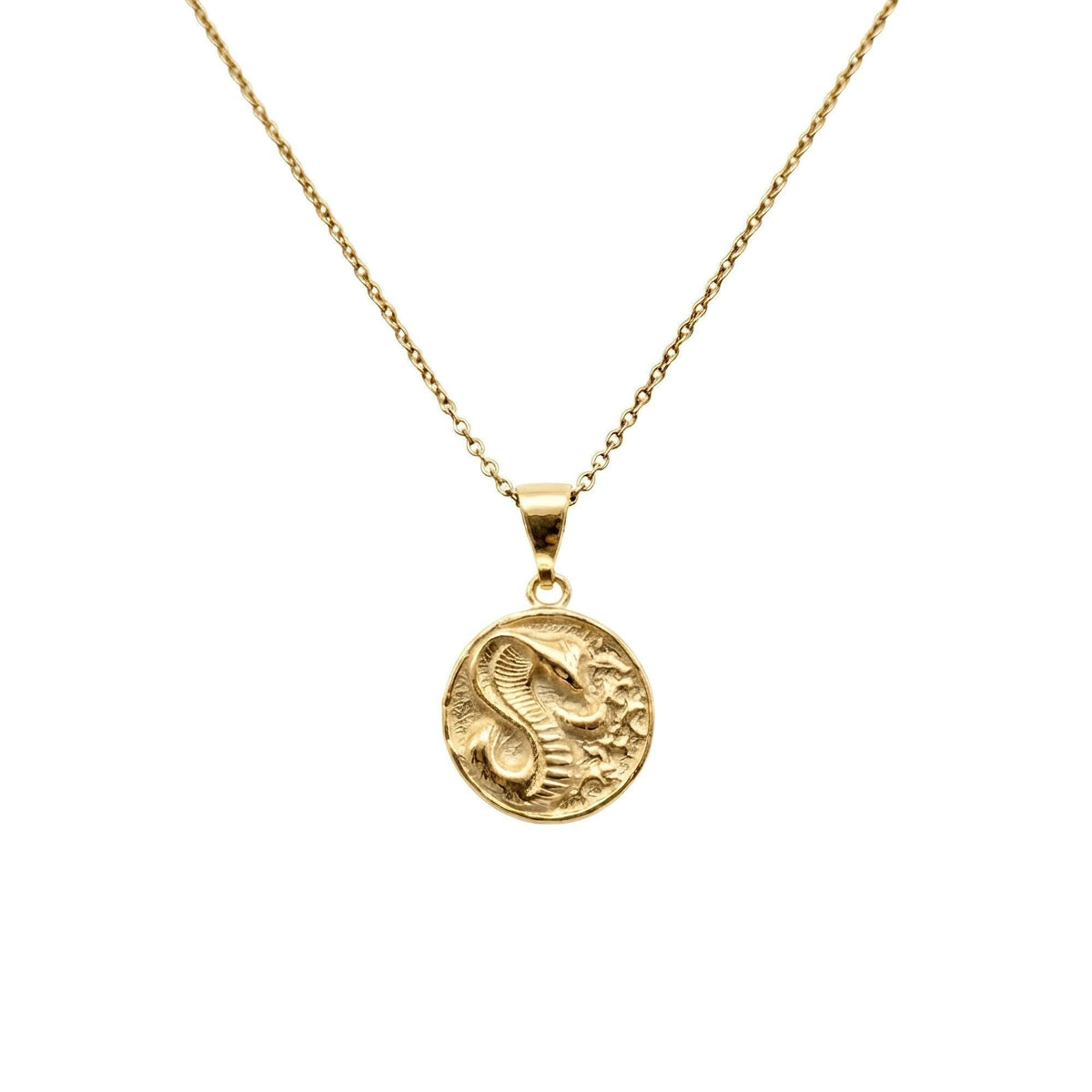 Cobra Medallion Necklace | Protective Talisman, in Yellow Gold Plated finish