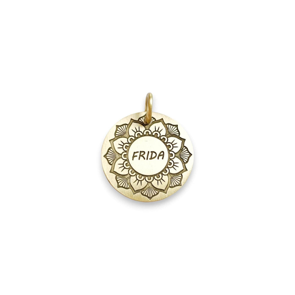 The Mystic Mandala Token | Artisan Flower Pet ID & Custom Engraved Dog Tag, front view