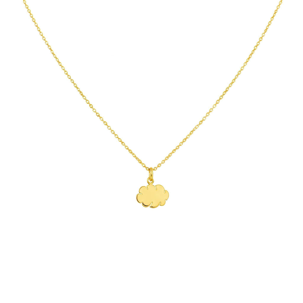 Dainty Sterling Silver Cloud Necklace, Minimalist Charm, in Yellow Gold Plated finish