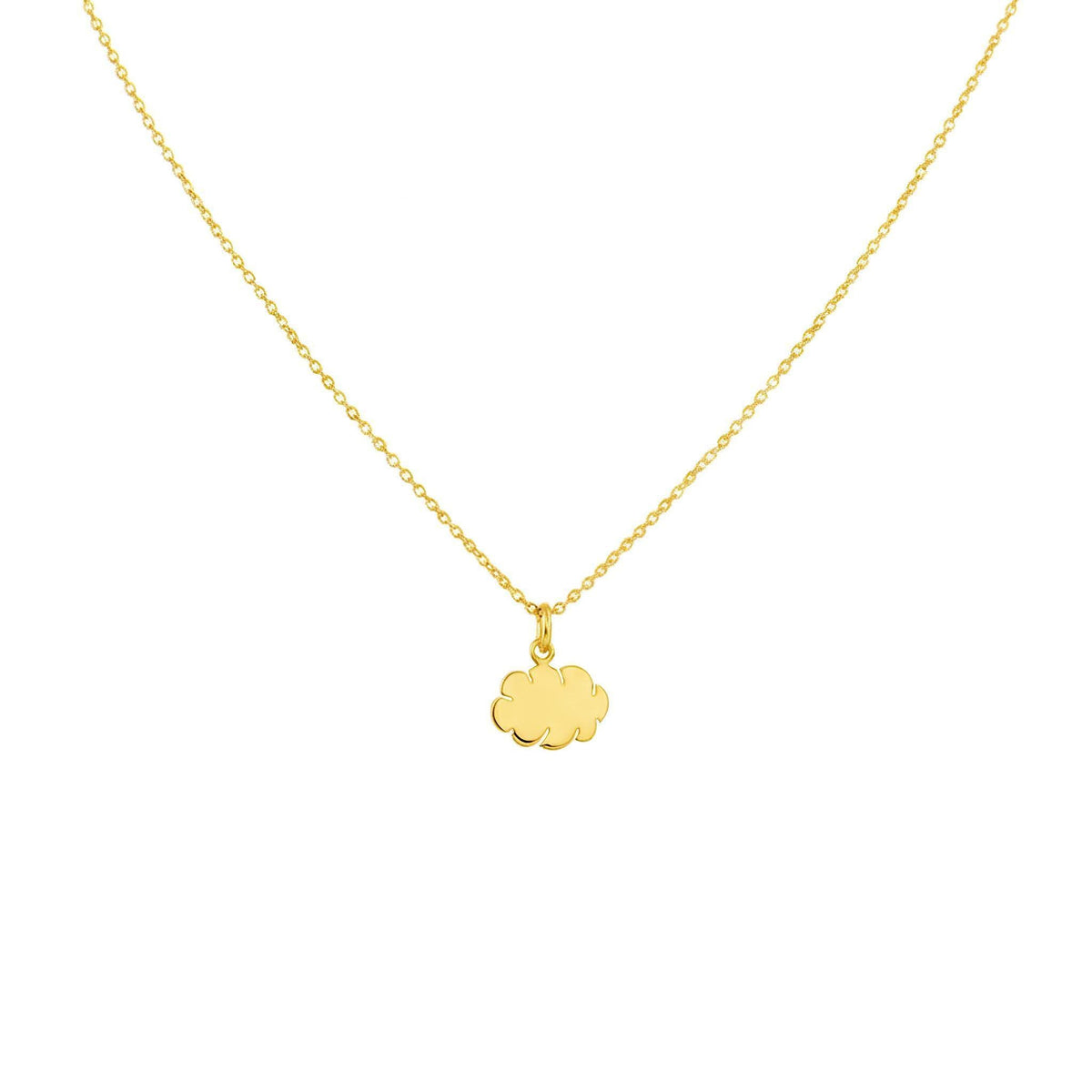 Dainty Sterling Silver Cloud Necklace, Minimalist Charm, in Yellow Gold Plated finish