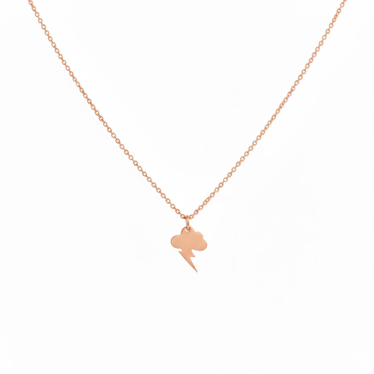 Thunderstorm Charm Necklace | Lightning Bolt Resilience Talisman, in Rose Gold Plated finish