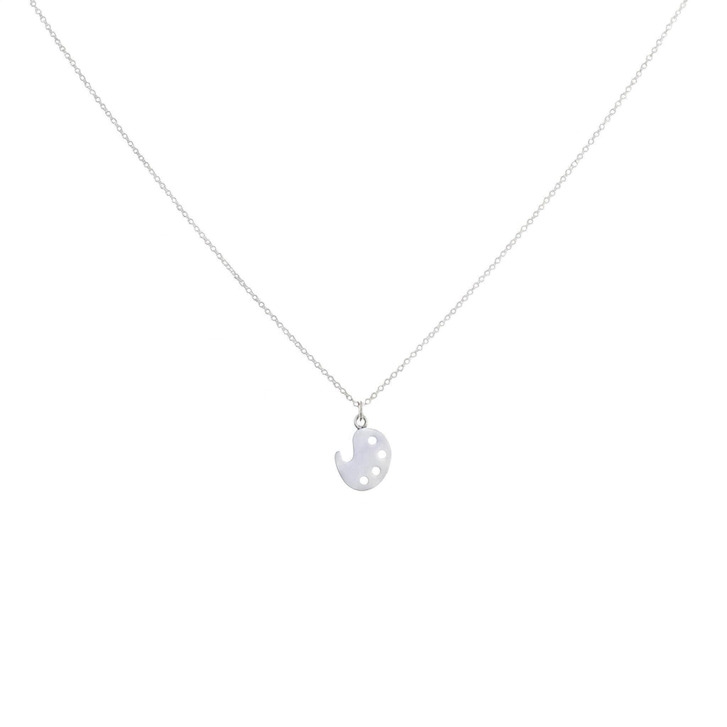 Artist Palette Necklace | Sterling Silver Painter Charm | Creative Expression Pendant, alternate angle