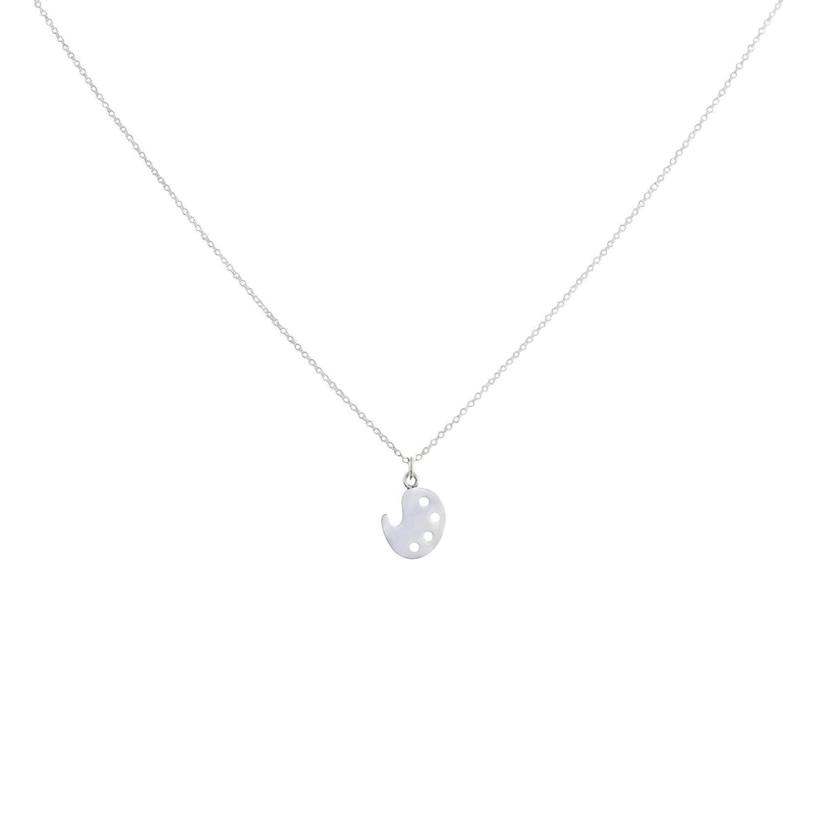 Artist Palette Necklace | Sterling Silver Painter Charm | Creative Expression Pendant, alternate angle
