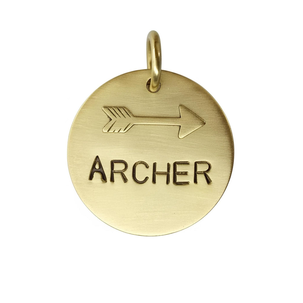 The Swift Direction Token | Artisan Arrow Pet ID & Custom Dog Tag, in Brass with Brass Top finish